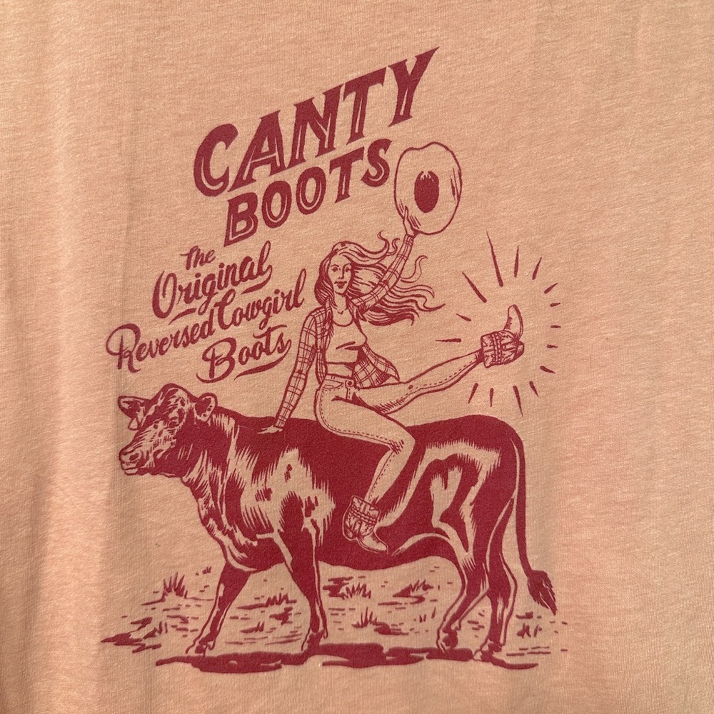 Canty Boots “Reverse Cowgirl” loose fitting tank.               New! Never worn!